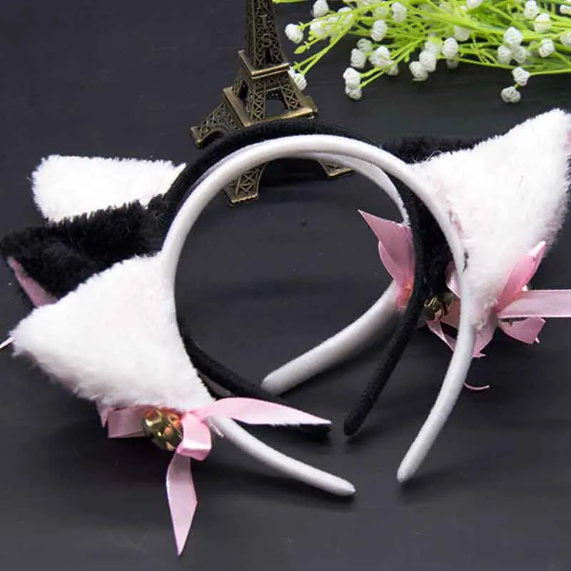 Lovely Night Party Club Bar Fox Cat Ears Hair Bands For Sexy Cute Women Girl Fashion Bell Bowknot Head Hoop Headdress Jewelry