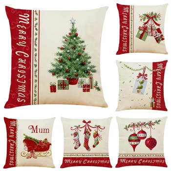 

Throw-Pillow-Cover Merry Christmas Painting Decorative Cushion Cover Bed Sofa Linen Pillowcase Home Decor Cover 45*45cm