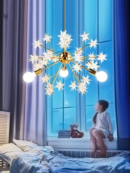 

Nordic light luxury living room LED chandelier simple children's room bedroom hanging lights modern art restaurant chandelier