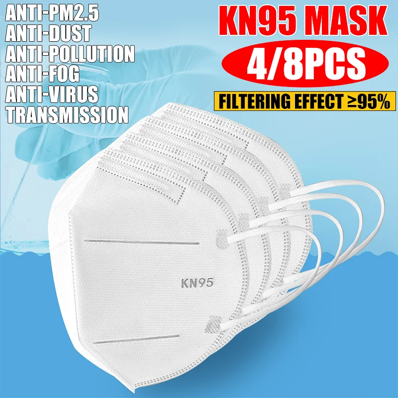 

4/8Pcs PM2.5 N95 KN95 Dust Mask Fine Air Filter Wholesale Anti Odor Smog Custom Cotton Pollen Dust Mouth Face Virus Prevention