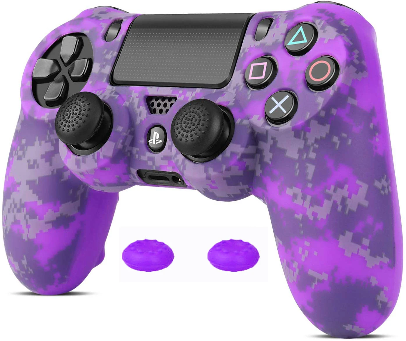 Square purple ZOMTOP силиконовый Камуфляжный защитный кожаный чехол для sony Dualshock 4 PS4 DS4 Pro тонкий контроллер Джойстик колпачки - Цвет: Square purple