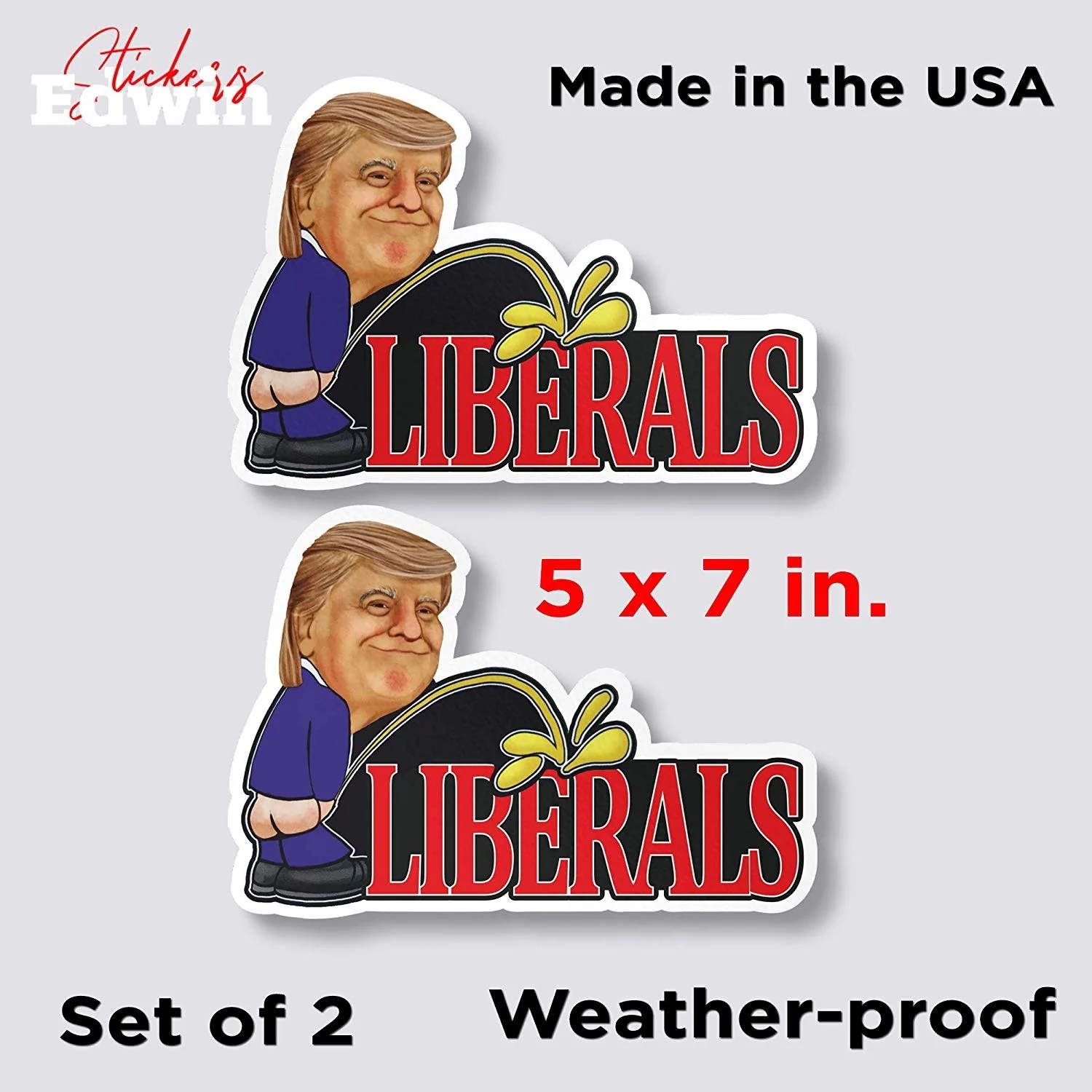 Для набора 2 Trump Peeing On Liberals " x 7" In. Наклейки на бампер с изображением Дональда Трампа, наклейки на ноутбук, виниловые наклейки для телефона, окна грузовиков