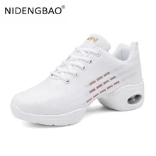 Women Dancing Shoes Female Sneakers Soft Sole Mesh Breathable Heighten Ladies Jazz Mordern Hip Hop Pratice Sports Shoes S 35-40