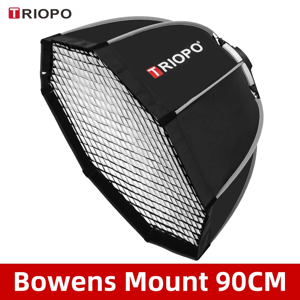 Triopo K90 90cm Photo Portabe Bowens Mount Octagon Umbrella Softbox + Honeycomb Grid Outdoor Soft Box for Studio Strobe
