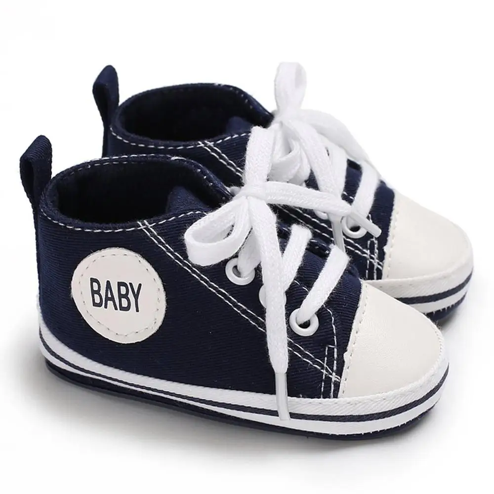 Синий OUTAD Spring Autumn Anti-slip Soft Soles Sports Shoes Patchwork Prewalker Baby Unisex Slip-on Lace-up Infant Shoes New Sale - Цвет: Синий