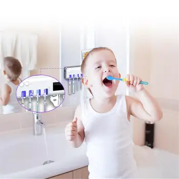 

HOT Automatic Ultraviolet Toothbrush Sterilizer UV Light Toothbrush Holder With Toothpaste Squeezing Dispenser Shelf Dropship