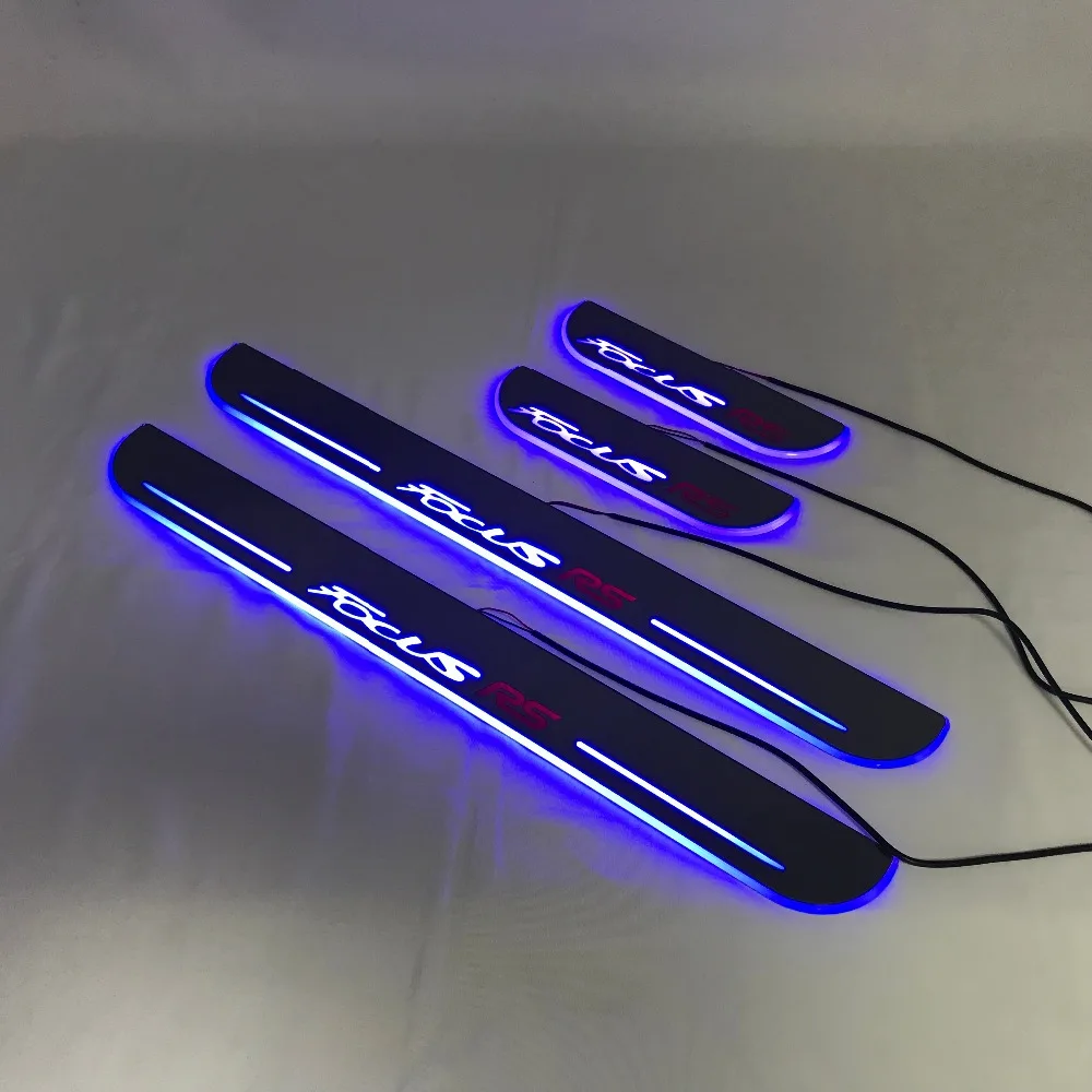 RQXR led движущиеся двери потертости для Фокус RS динамический дверной порог пластина плоский накладной поток/фиксированный свет, 4 шт