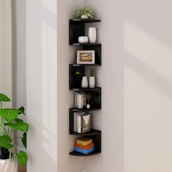 

Wall Mounted Shelves 7Tier Rectangle Floating Shelves Wall Mounted Storage Shelf Rustic Wood Decorative Rack for Kitchen Bedroom