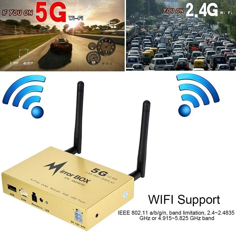 Автомобильный Wifi Дисплей зеркальная коробка, 2,4G 5G Автомобильный Dlna Airplay Hdmi ключ для Ios и Android система Поддержка Ieee 802,11 A/B/G/N Hd