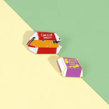 

Enamel Pin Set Fried Chicken Nuggets Box Brooch Backpack Clothes Metal Badge Lapel Pins Cute Jewelry Gift For Friends Kids