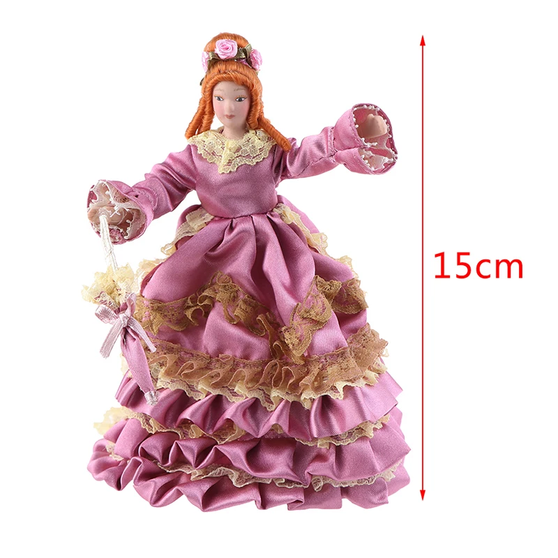CASA delle bambole vittoriana Lady Donna Madre in abito rosa 1:12 PERSONE porcellana 