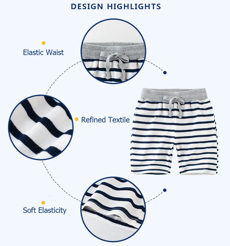 New Kids Boys Shorts Casual Pure Cotton Baby Summer Mid Elastic Waist Striped Short for Boy Clothes Children Loose Trousers (3)