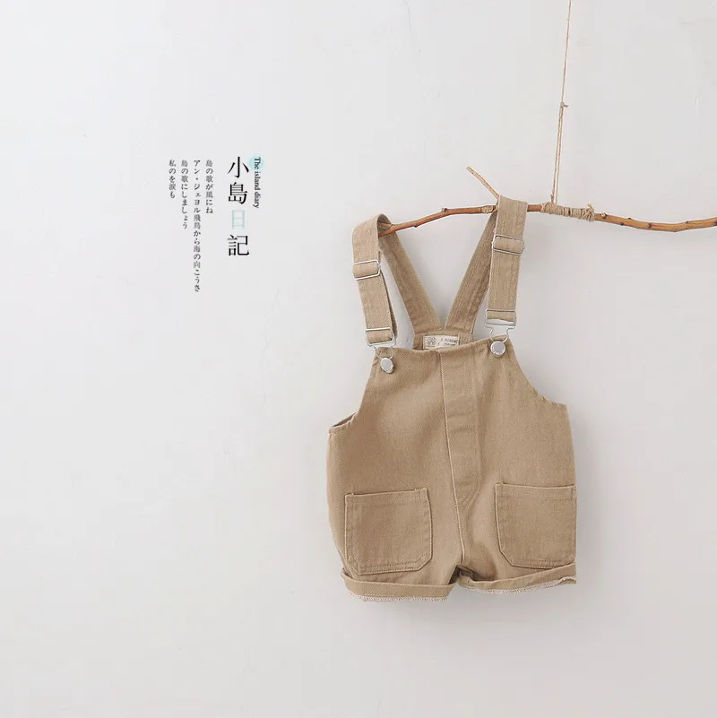 Japanese Style Kids Overalls Comfortable Brief Suspenders Shorts