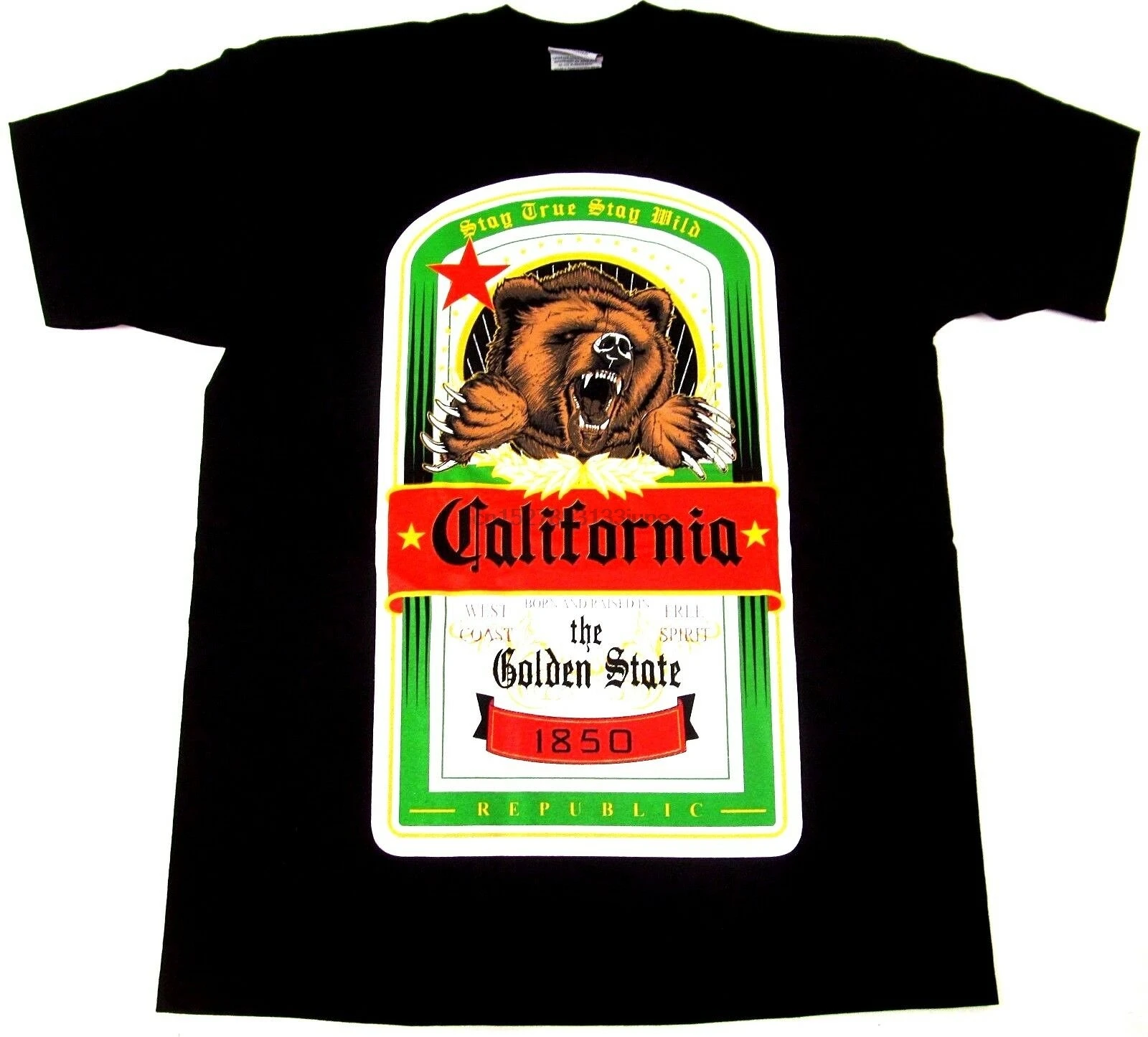 CALIFORNIA T shirt Cali Golden State Bear Men S 3XL Black New Tshirt Pulp Fiction| | - AliExpress