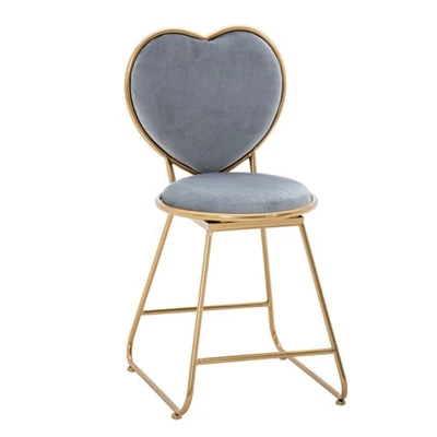 Heart Gray Fabric Стул для макияжа обеденный стул туалетный столик стул Железный арт современный простой кухонный Гостиная Спальня Кофе в помещении чай обеденный стул - Color: Heart Gray Fabric