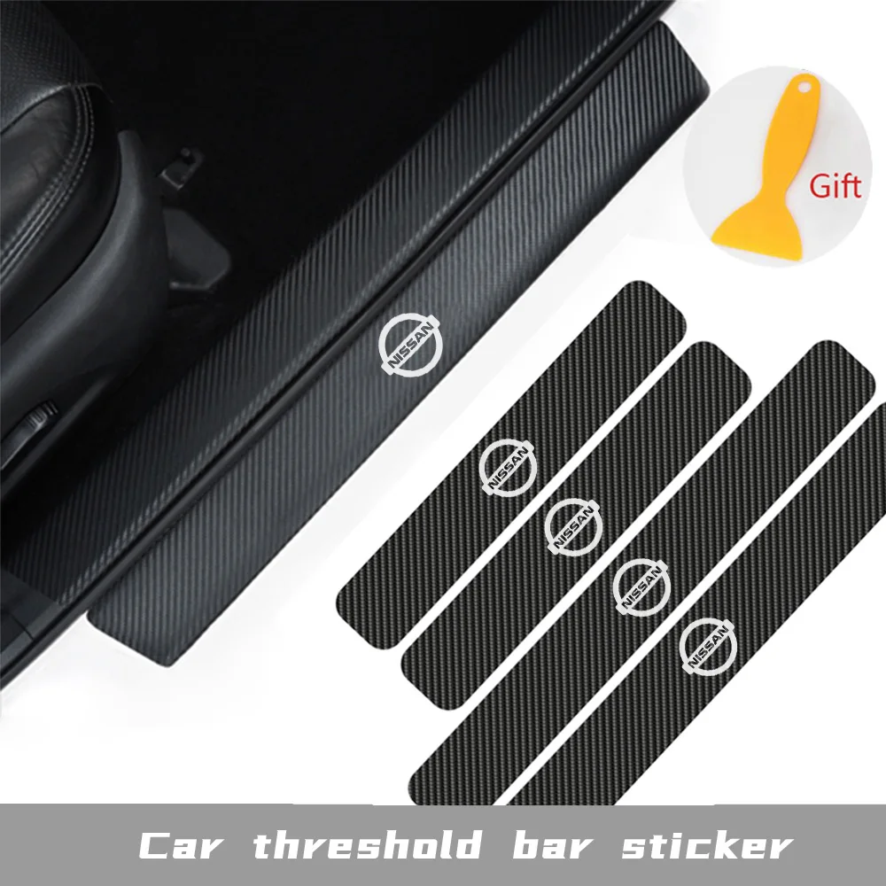 4Pcs Car Door Carbon Fiber Sills Stickers for Nissan Note Qashqai Xterra XTrail T31 Tiida Leaf Sylphy J10 Auto Accessories | Автомобили и