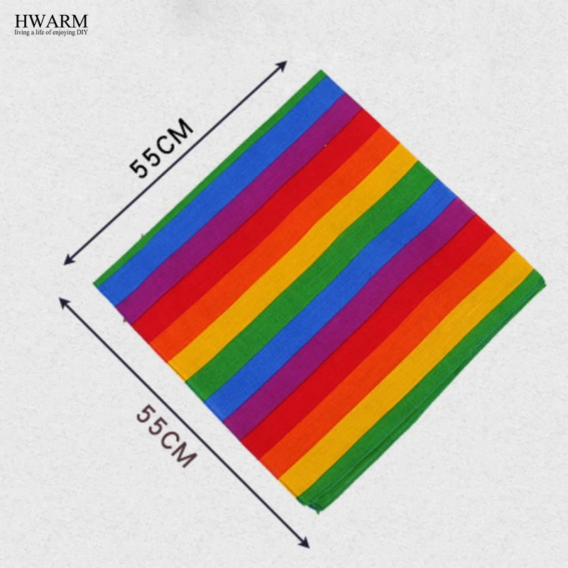 10pcs Colorful Striped Rainbow Square Towel Wrist Accessories Cotton Holiday Headdress Party Favors Parade Cosplay Decoration sports towel microfiber towel