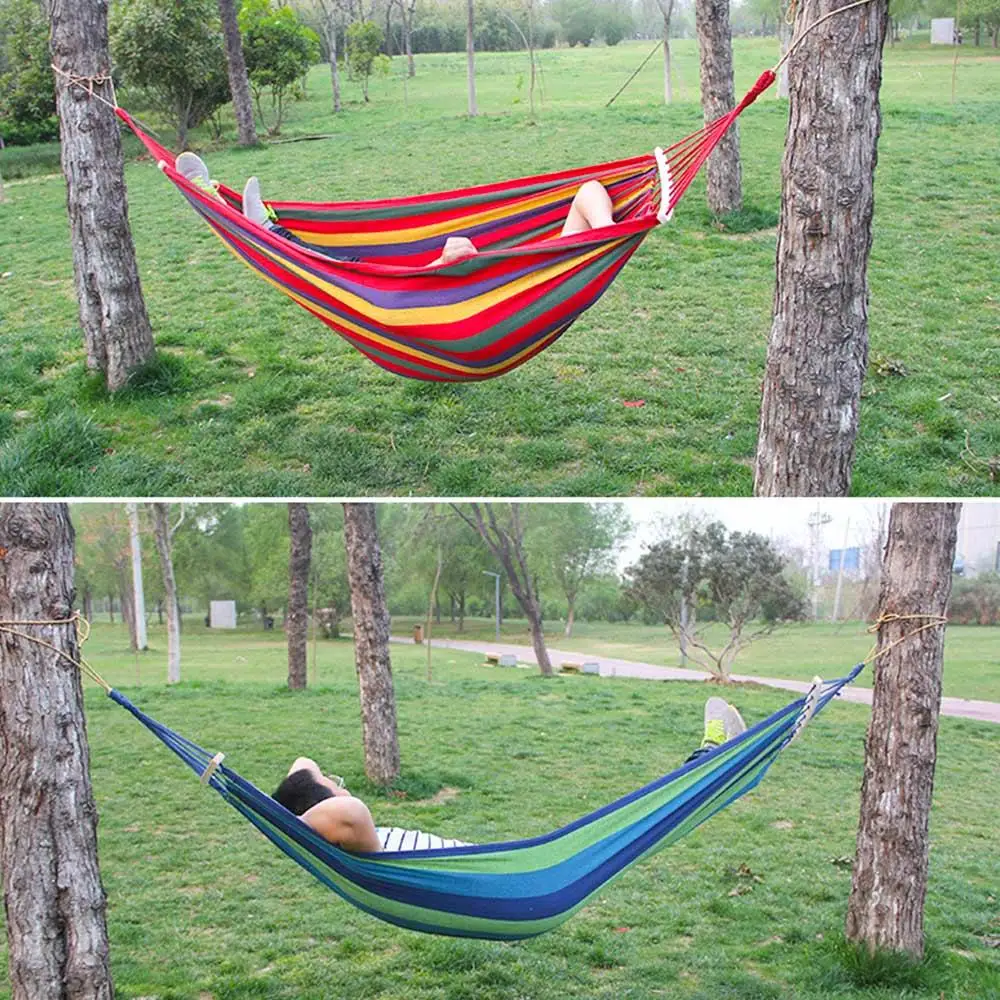 190x150cm Hanging Hammock With Spreader Bar Double/Single Adult Strong Swing Chair Travel Camping Sleeping Bed Outdoor Furniture