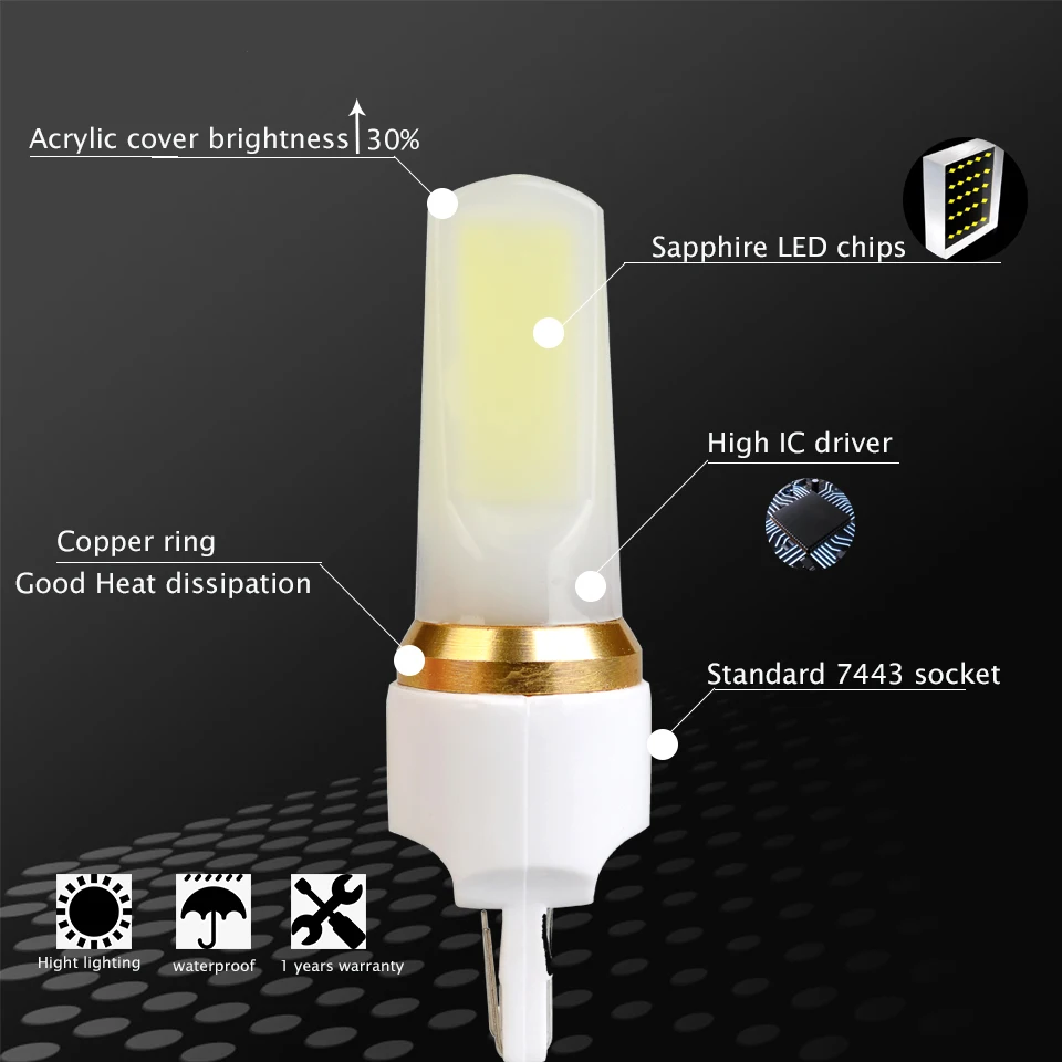 2 шт. 1400LM T20 W21W LED W21/5 W СВЕТОДИОДНЫЙ Автомобильный стоп сигнал WY21W 7440 7443
