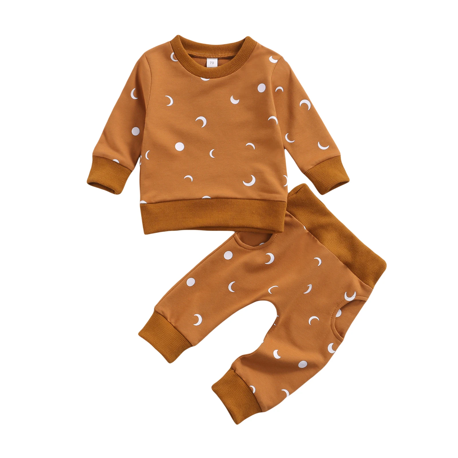 

Lioraitiin 0-24M Newborn Infant Baby Boy Girl 2Pcs Autumn Clothing Set Long Sleeve Sun Printed Top Long Solid Pants Outfit