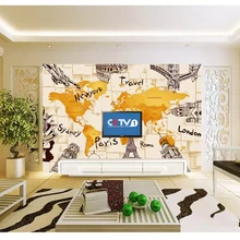 Diantu Custom creative simple wallpaper 3D architecture personality world map mural background wall wallpaper for walls 3 d