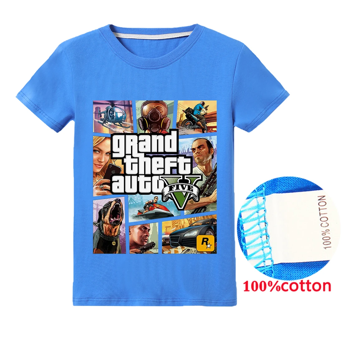 Новые летние футболки детская одежда для мальчиков с принтом «Grand Theft Auto GTA 5» хлопковые футболки с короткими рукавами Топы для малышей, Детская толстовка с капюшоном