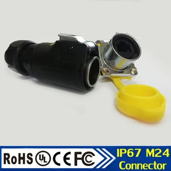 

M24 Waterproof Circular Industry PBT Plastic RJ45 Ethernet Connector Panel Mount Plug and Socket Male Female Aviation Connector