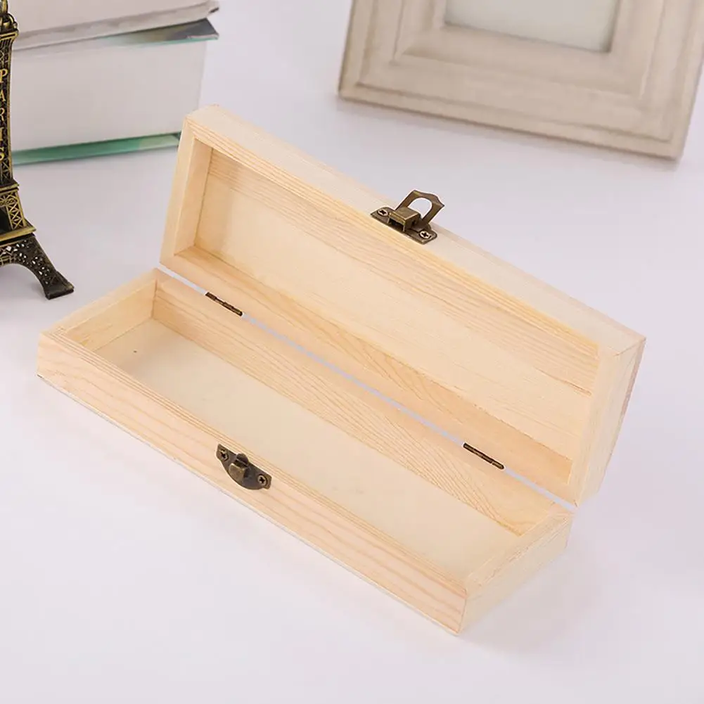 Stationery Organizer Case Lockable Portable Rectangular Handmade Craft Wooden Sketching Pencil Boxes Jewelry Box