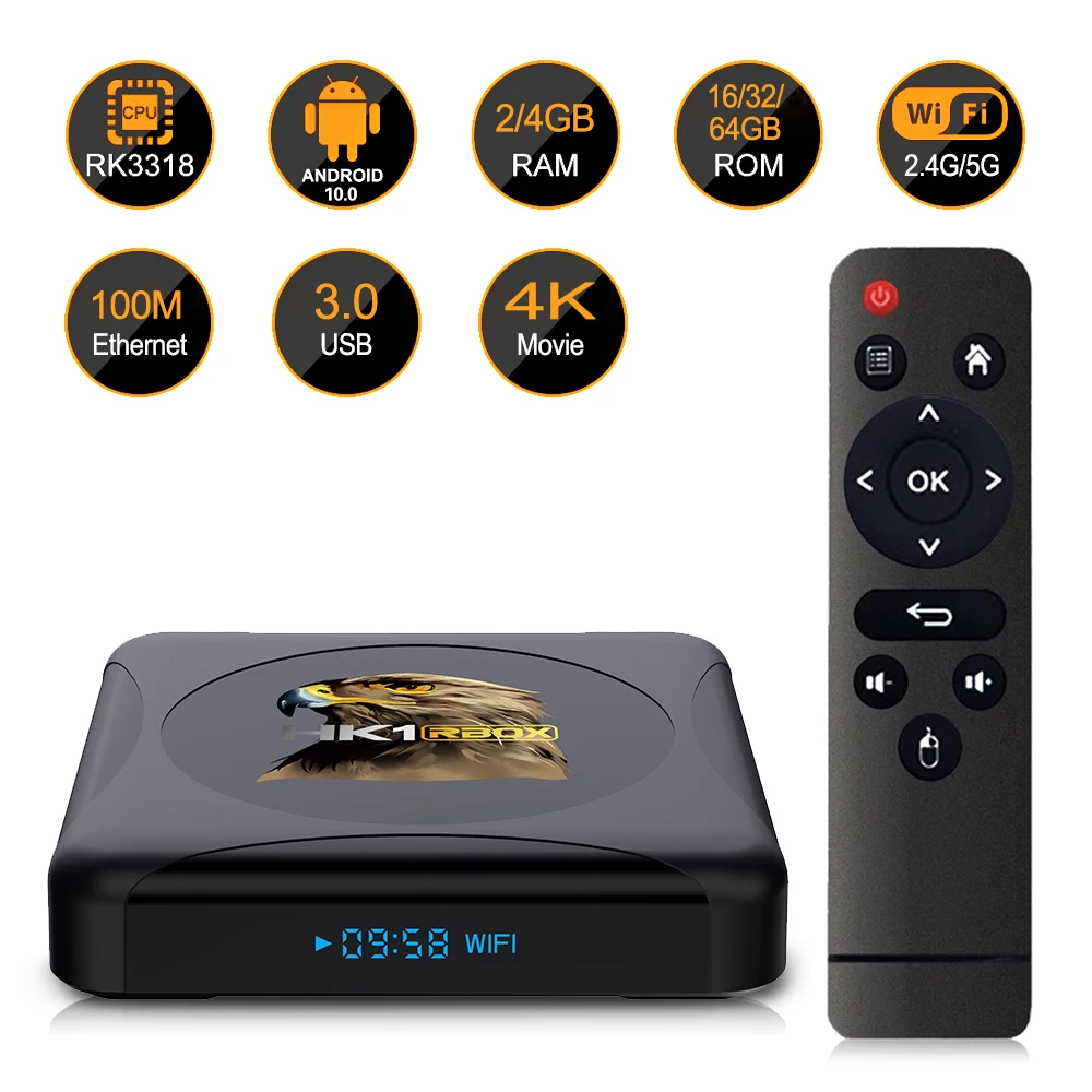 

2020 Smart Android 10 TV BOX HK1 RBOX R1mini RK3318 Quad-Core 4GB 64GB R1 2.4G/5G Wifi BT4.0 4k Media player Google Set top box