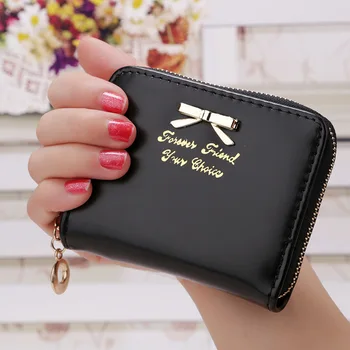 

New Cute Candy Bow Women Small Leather Wallets Zipper Purses Girls Lady Purse Wallet Female Short For Coins