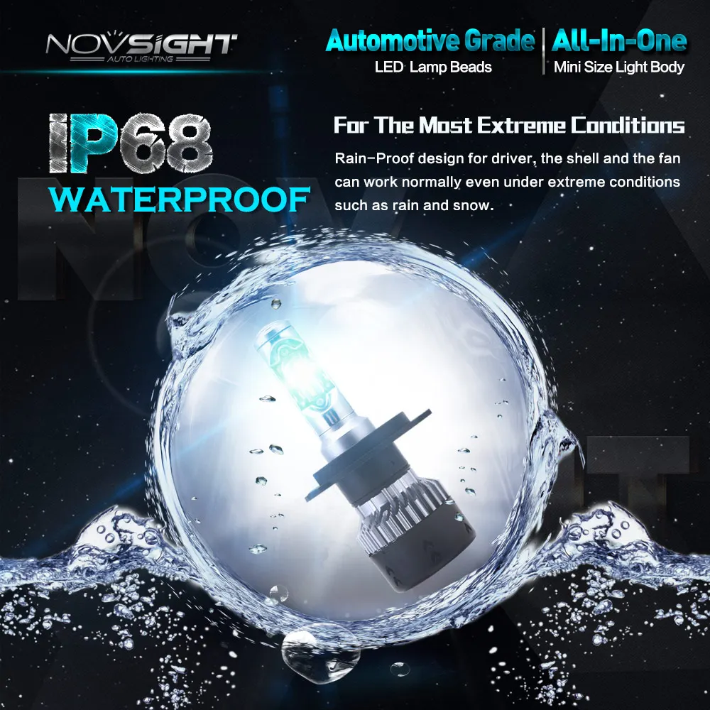 NOVSIGHT H4 H11/H8/H16jp H7 Светодиодные Автомобильные фары s лампы 70 Вт 10000LM H15