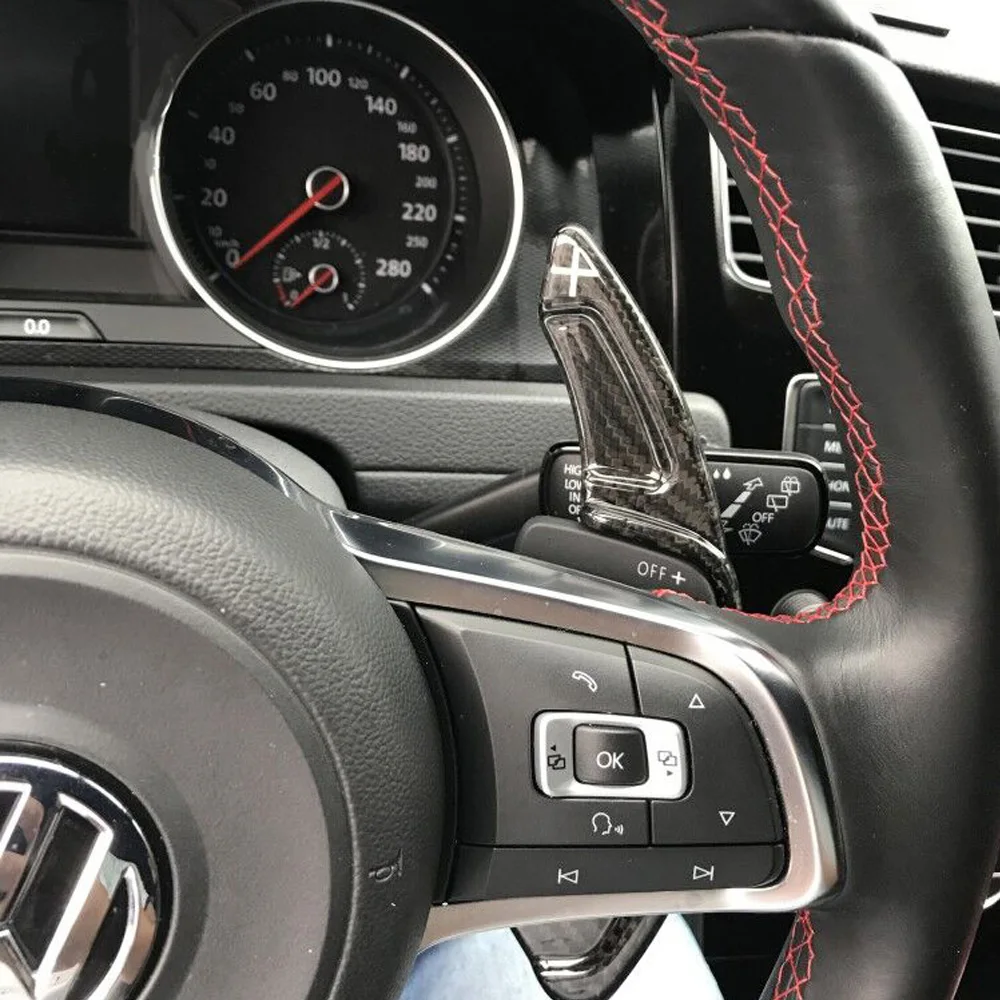 Автомобиль Настоящее углеродное волокно рулевое колесо сдвиг весло удлинители переключения Замена для VW GOLF 7 Golf7-GTI R MK7 Scirocco