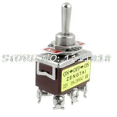 

AC 250V 15A Amps on-off-on 3 Way 6 Screw Terminals Momentary DPDT Toggle Switch