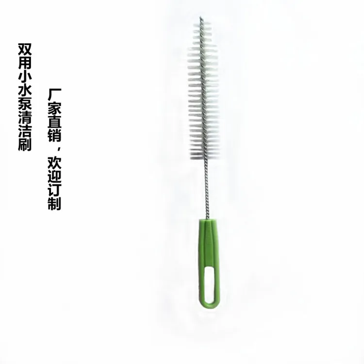Двойной аквариум маленький водяной насос фильтр Чистящая Щетка Заводская цена горячая Распродажа с ручкой нейлон нержавеющая сталь Bru