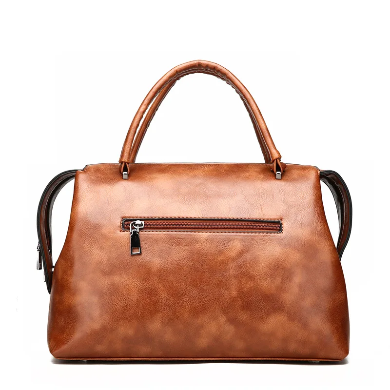 

WOMEN'S Bag 2018 New Style Fashion Oil Skin Handbag Women's Shoulder Big Bag Europe And America Rivet Hand Shoulder