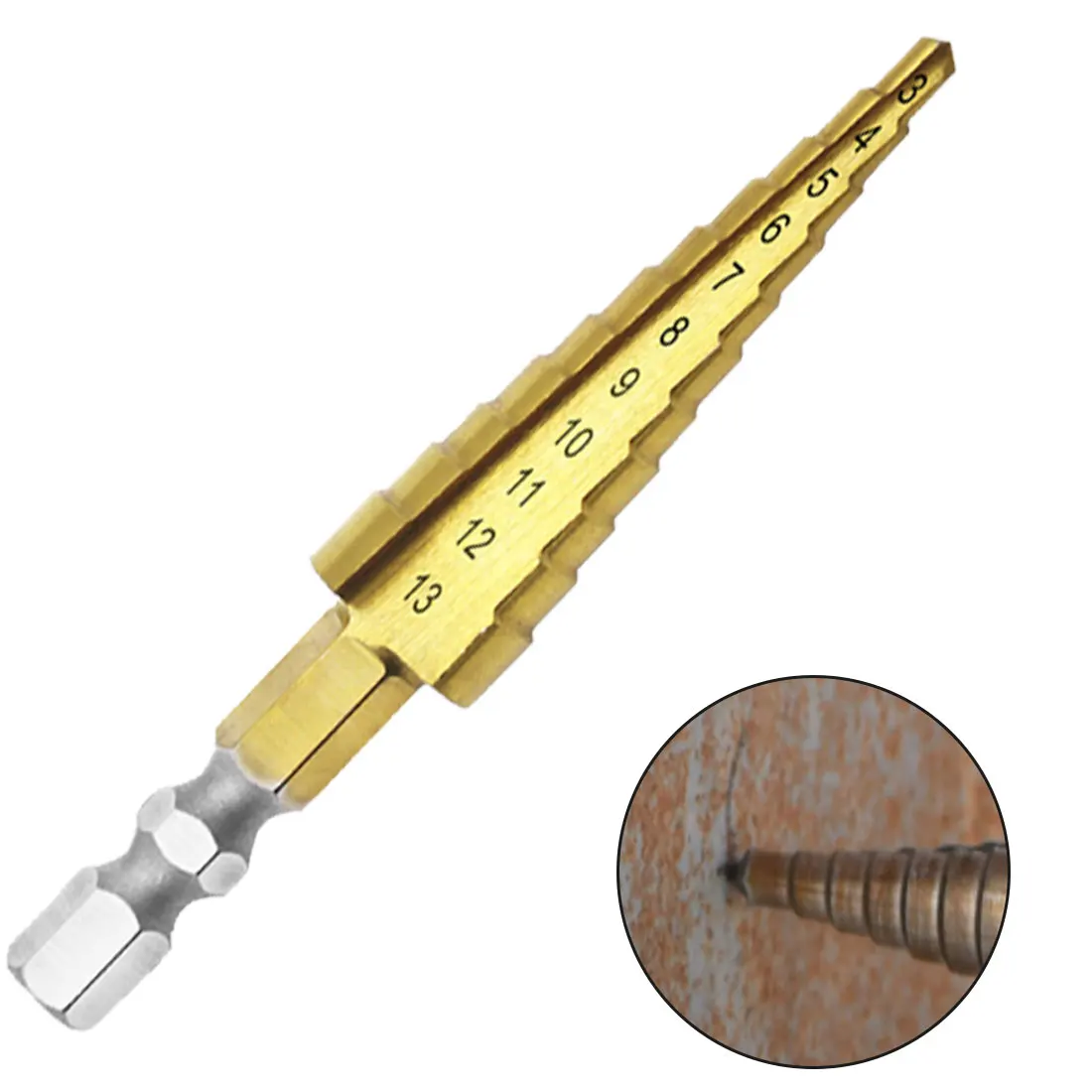  3-13mm Titanium Coated Step Drill Bit Drilling Power Tools for Metal HSS Wood Hole Cutter Step Cone
