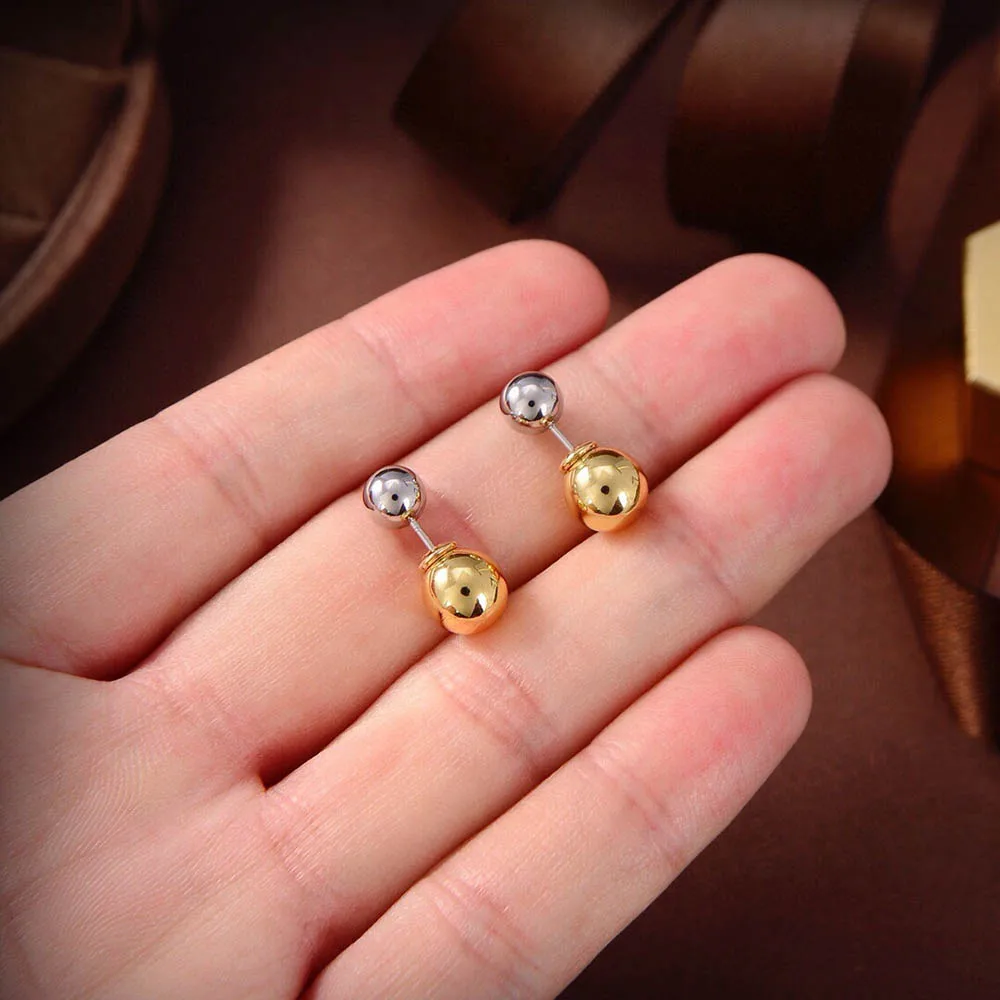 2022 Luxury Brand Gold Silver Color Drop Ball Earrings For Women High