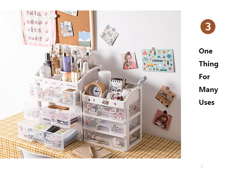1/2/3 Layer Organizer For Cosmetics Jewelry Organizer Box Plastic Storage Container With Stickers Organizador Maquillaje