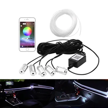 

GZKAFOLEE 6m ZKAFOLEE Voice Sound Active RGB LED Car Interior Light Multicolor EL Neon Strip Light Bluetooth Phone Control Atmosphere Light 12V