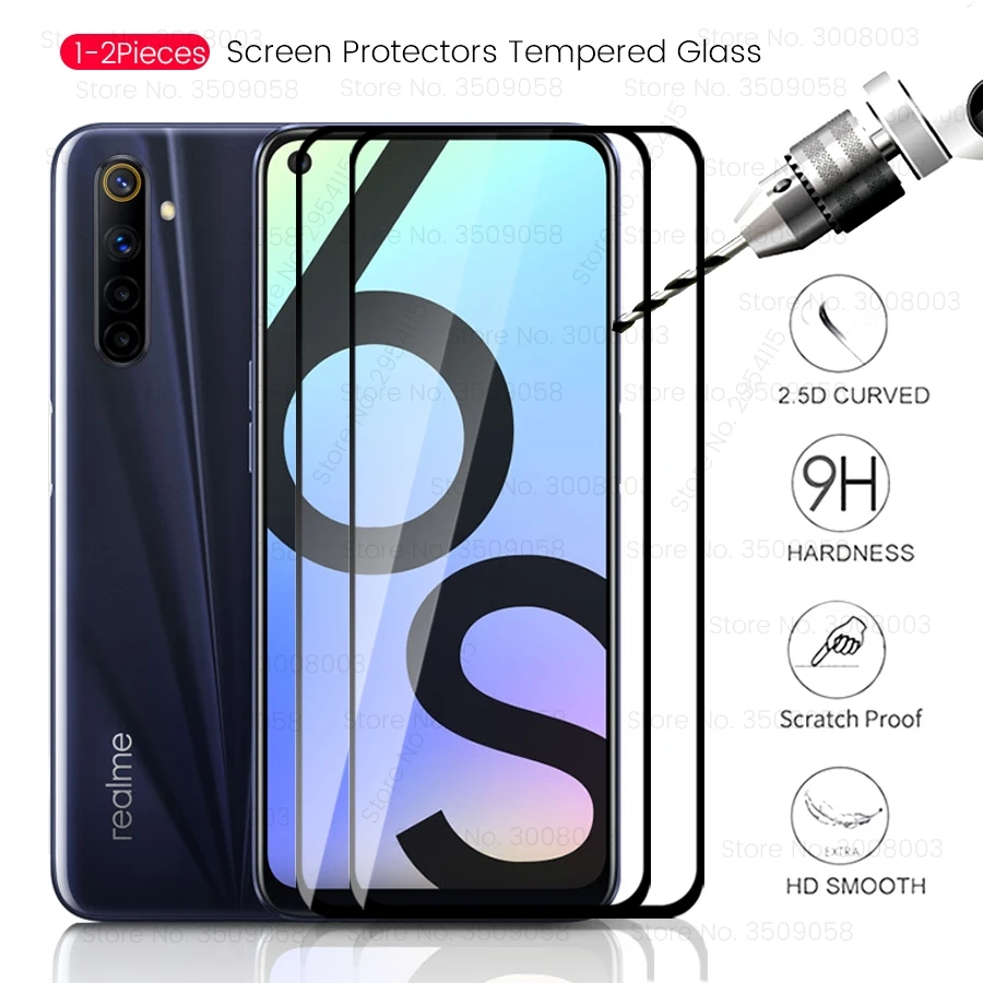 1-2 шт. 19d полное покрытие закаленное стекло на realme 6 s защита для экрана защитные