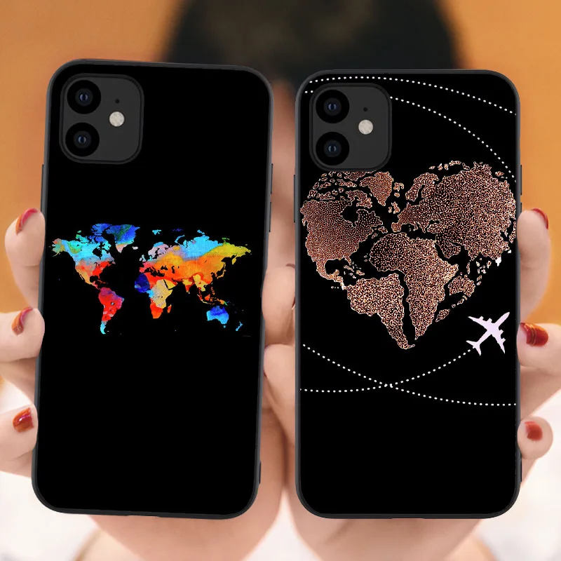

World Map Travel Just Go Soft Phone Cases for iPhones 11 Pro Max 2019 plane silicone Cover For iPhones 6s 7 8 Plus XR XS Max X