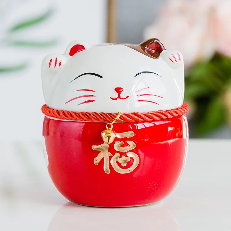 Керамические изделия в китайском стиле Lucky Cat маленькое украшение Милая мультяшная копилка свинья подарок для детей сувенирная банка для хранения орнамент