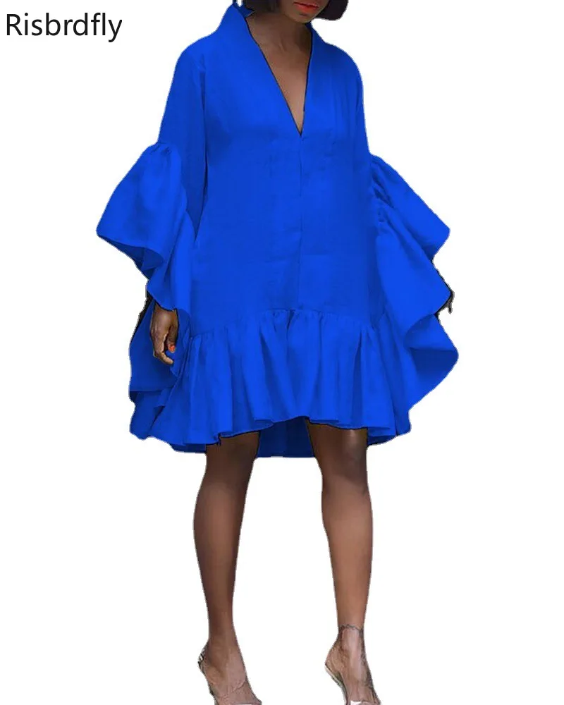 

2021 Summer Sexy African Women Red Blue Yellow Long Sleeve Dress African Dresses for Women American Clothing