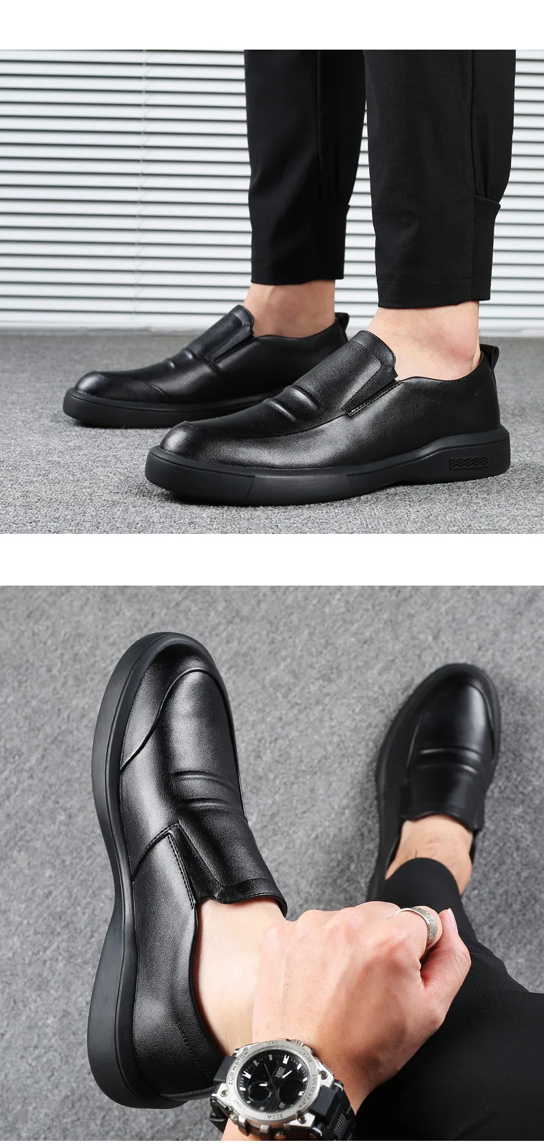 Misalwa High Quality Men Leather Casual Shoes Slip-on / Lace-up Office Daily Men Footwear Thick Sole Business Dress Moccasins