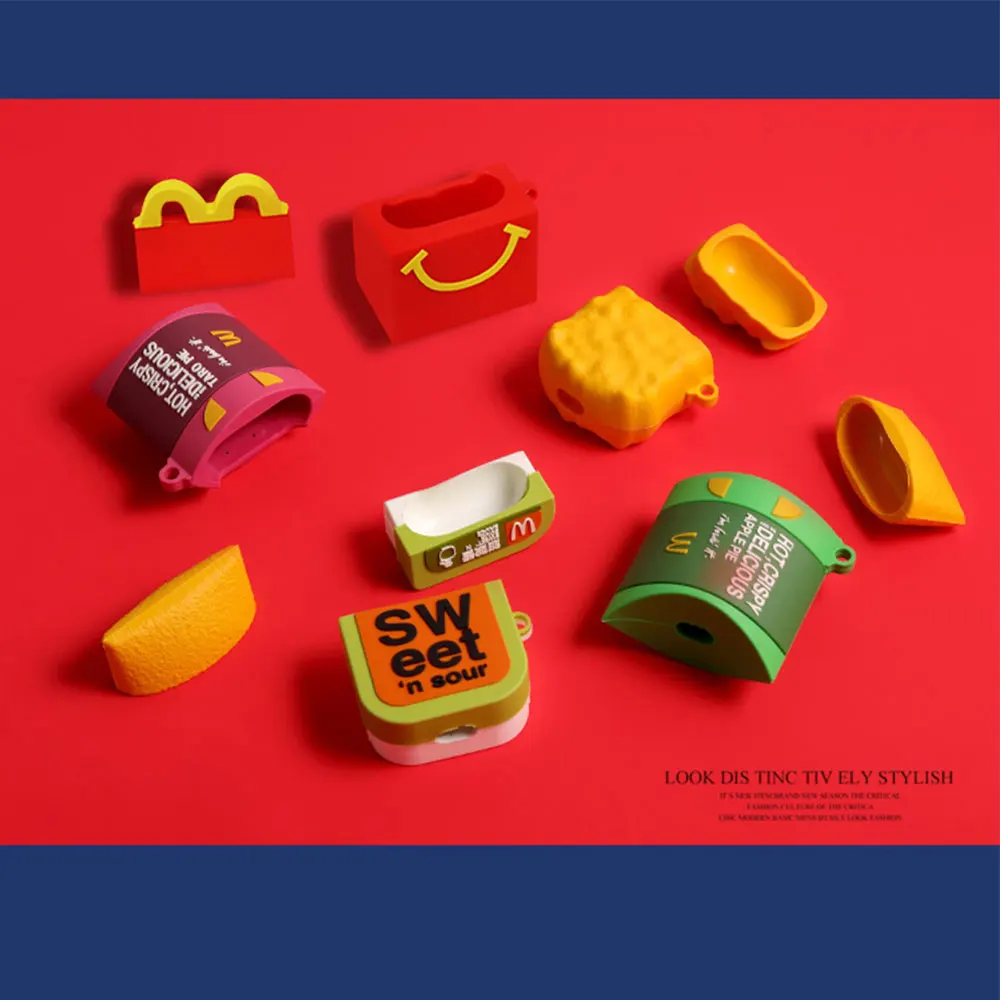 3D Милые чехлы для наушников mcdonald's Chicken McNuggets McKee Box для Apple Airpods 1/2 забавная Силиконовая Защитная крышка для наушников