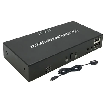 

HOT-IT-Well HD HDMI USB Switch, 2-Port 4K HDMI KVM Switch with o Interface Desktop Control Converter