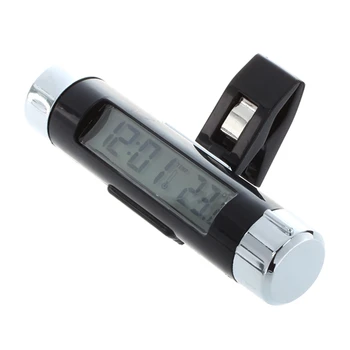 

GTBL Car Dash Air Vent Digital LCD Green Backlight Clip-on Clock Thermometer Calendar