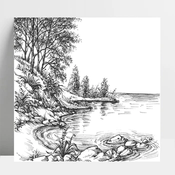 

AZSG Riverside Scene Clear Stamps For DIY Scrapbooking Photo Album Card Making DIY Decoration Supply