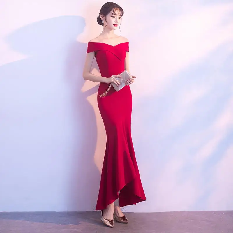 Формальные с v-образным вырезом бордовые платья длиной до щиколотки robe de soiree вечерние платья для ночного клуба Vestido