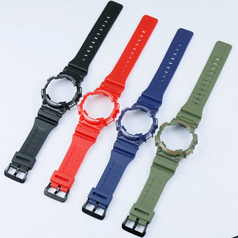 Watch accessories men's and women's resin strap for Casio watches with case AQS810W silicone rubber bracelet watch with case